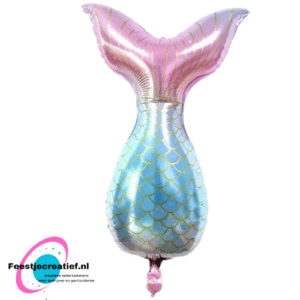 Folieballon zeemeerminnenstaart roze-blauw, 85x52cm