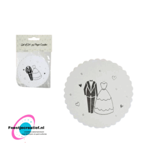 Onderzetters bruiloft - 24 stuks