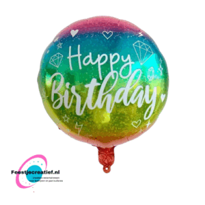 Folieballon Happy birthday regenboog