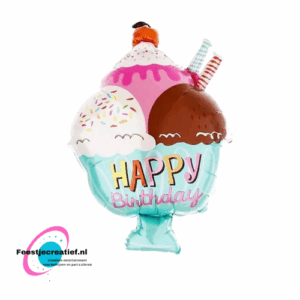 Folieballon ijscoupÃ© "Happy birthday", 50cm