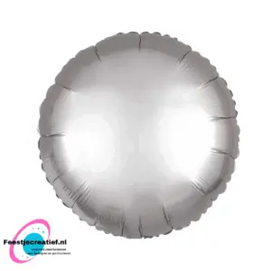 Folieballon basic rond zilver, 40cm