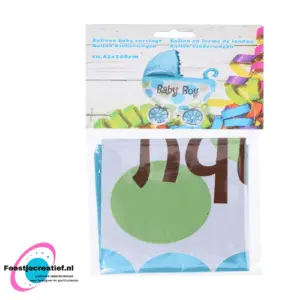 Folieballon baby kinderwagen blauw