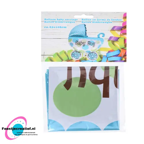 Folieballon baby kinderwagen blauw 1 Folieballon baby kinderwagen blauw