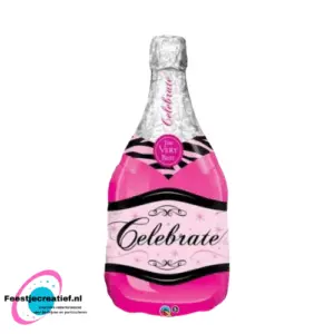 Folieballon champagne fles roze