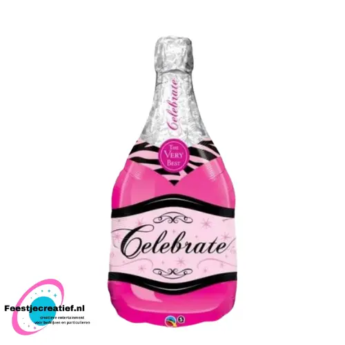 Folieballon champagne fles roze 1 Folieballon champagne fles roze