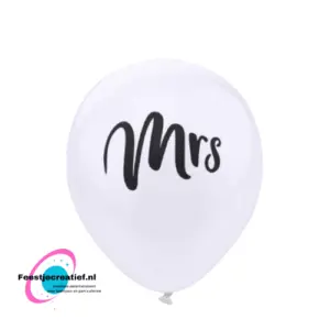 Latex ballonnen huwelijk Mrs, 25cm - 10 stuks