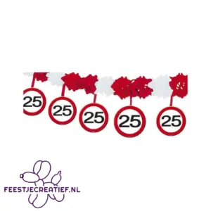 Slinger met onderhanger verkeersbord 25 jaar, 4 meter