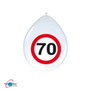 Latex ballonnen verkeersbord 70 jaar, 30cm - 8 stuks