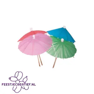 Cocktailparty prikkers paraplu/parasol - 15 stuks