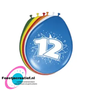 Latex ballonnen 12 jaar, 30cm - 8 stuks