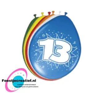 Latex ballonnen 13 jaar, 30cm - 8 stuks