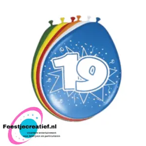 Latex ballonnen 19 jaar, 30cm - 8 stuks
