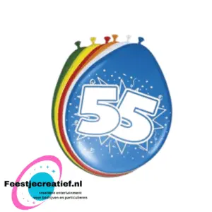 Latex ballonnen 55 jaar, 30cm - 8 stuks