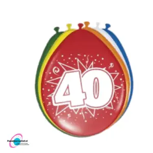 Latex ballonnen 40 jaar, 30cm - 8 stuks