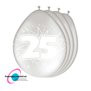 Latex ballonnen 25 jaar getrouwd, 30cm - 8 stuks