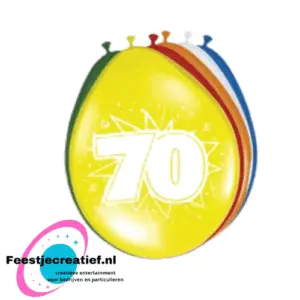Latex ballonnen 70 jaar, 30cm - 8 stuks