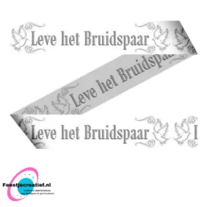 Markeringstape jubileum wit "Leve het Bruidspaar", 15 meter