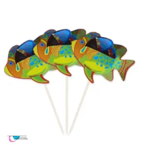 Cocktailprikkers Hawaii vissen, 15cm - 8 stuks