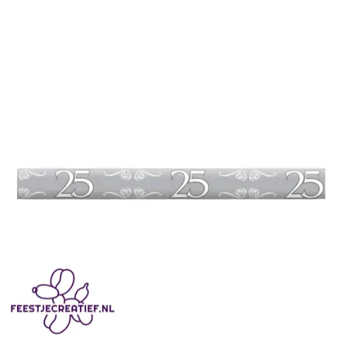 Partytape/markeerlint/afzetlint zilver jubileum 25 jaar, 15 meter 1 Partytape/markeerlint/afzetlint zilver jubileum 25 jaar, 15 meter