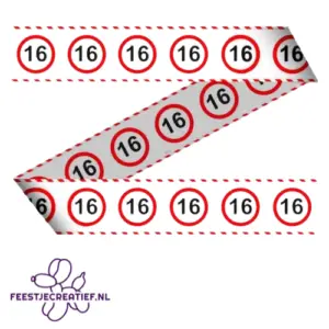 Partytape/markeerlint/afzetlint 16 jaar, 15 meter
