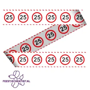 Partytape/markeerlint/afzetlint 25 jaar, 15 meter