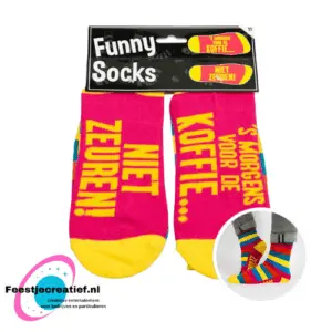Funny Socks meerkleurig "'s Morgens voor de koffie... niet zeuren!"