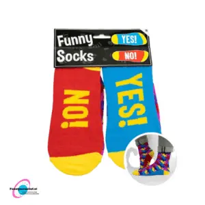 Funny Socks puzzelstukjes meerkleurig "Yes! No!"