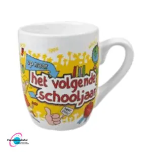 Cartoon mok "Op naar het volgende schooljaar"