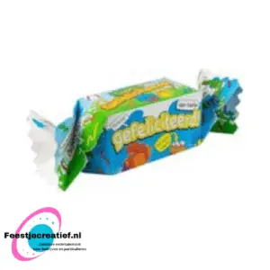 Cadeauverpakking/snoepverpakking "Gefeliciteerd!" blauw-groen