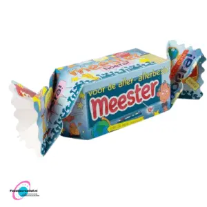 Cadeauverpakking/snoepverpakking "Voor de aller-allerbeste meester" blauw