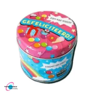 Snoepblik Gefeliciteerd 9cm