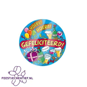 Bierviltjes/onderzetters "Hoera! Hoera! Gefeliciteerd!" blauw - 6 stuks