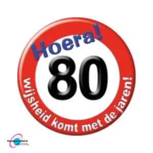 Button klein "Hoera! 80 wijsheid komt met de jaren!"