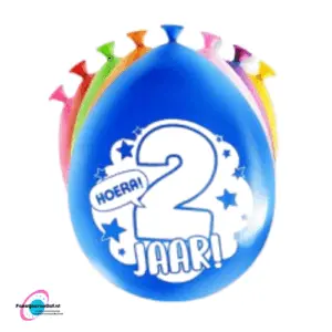 Latex ballonnen "Hoera! 2 jaar!", 30cm - 8 stuks