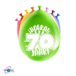Latex ballonnen "Hoera! 70 jaar!", 30cm - 8 stuks