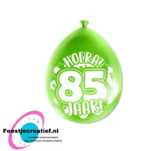Latex ballonnen "Hoera! 85 jaar!", 30cm - 8 stuks