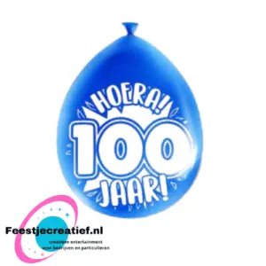 Latex ballonnen "Hoera! 100 jaar!", 30cm - 8 stuks