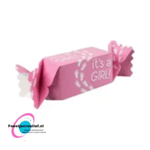 Cadeauverpakking/snoepverpakking "It's a girl!" roze