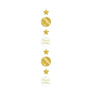 Hangdecoratie 70 jaar goud-wit, 120cm