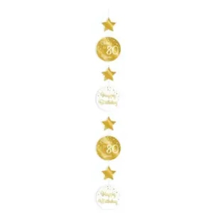 Hangdecoratie 80 jaar goud-wit, 120cm