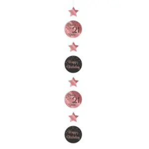 Hangdecoratie 21 jaar rosÃ©goud-zwart, 120cm