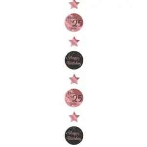 Hangdecoratie 25 jaar rosÃ©goud-zwart, 120cm