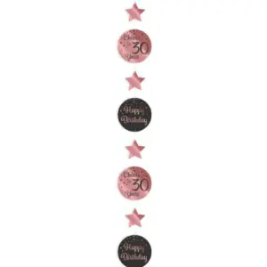 Hangdecoratie 30 jaar rosÃ©goud-zwart, 120cm