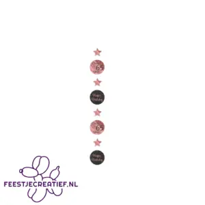 Hangdecoratie 65 jaar roségoud-zwart, 120cm