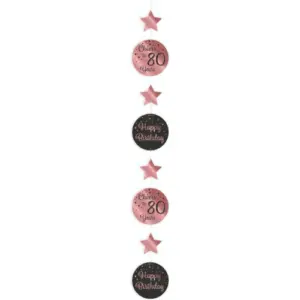 Hangdecoratie 70 jaar rosegoud-zwart, 120cm