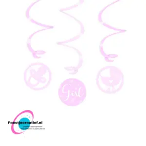 Hangdecoratie Girl 15 Cm Papier roze 3-delig