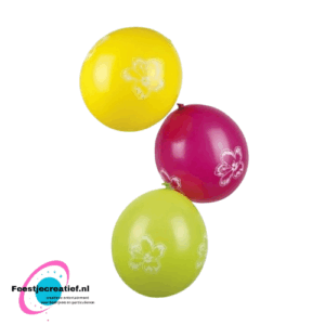 Latex ballonnen bedrukt met bloemen - 6 stuks