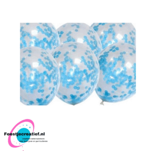 Ballon confetti blauw - 6 stuks