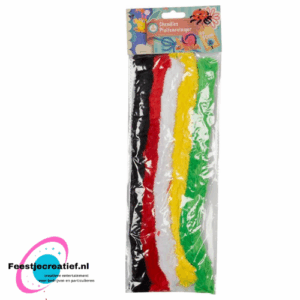 Chenille draad fluffy assorti, 30cm - 5 stuks