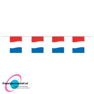 Vlaggenlijn/slinger mini rood-wit-blauw, 4 meter